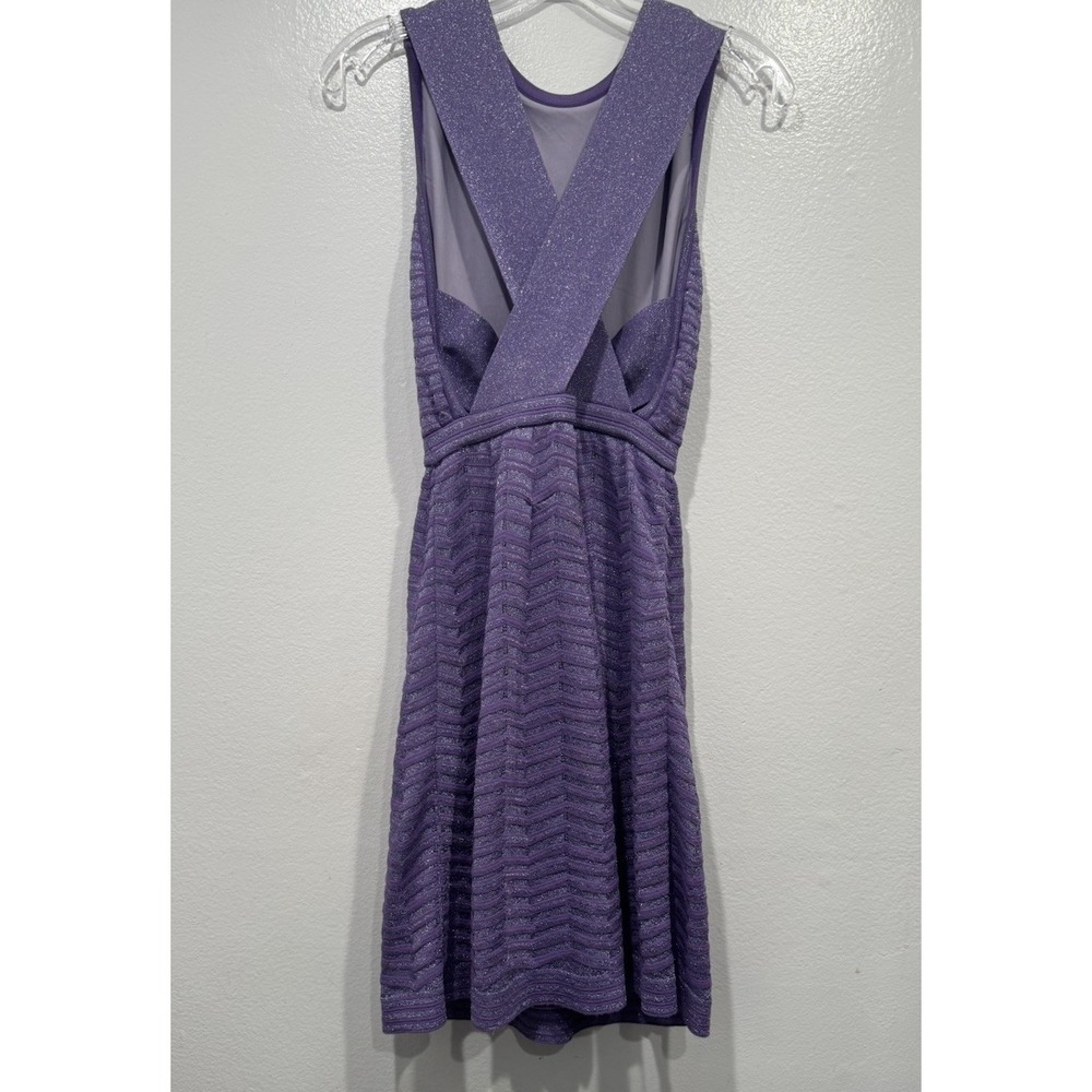 M MIssoni Metallic Purple Silver Mini Dress Strappy Back Size 36 Glam Evening - Picture 7 of 12